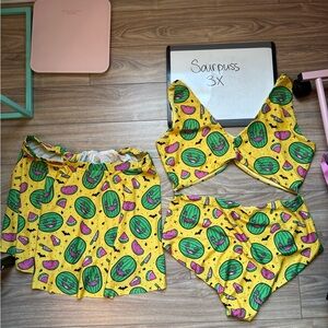 Sourpuss watermelon jack-o’-lantern spooky swim set 3X SummerWeen
